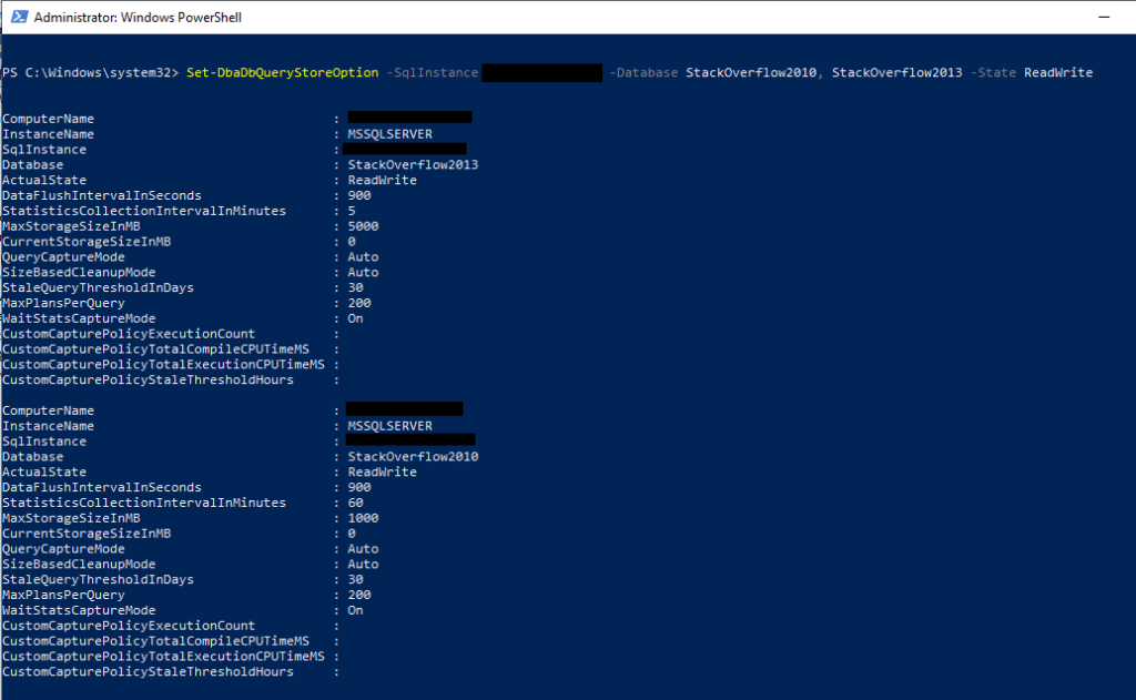 Enabling Query Store with DBATools.io and PowerShell.