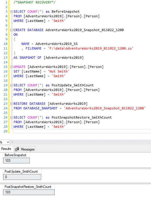 Tuning Update Statements while using snapshots to revert a data change for tuning